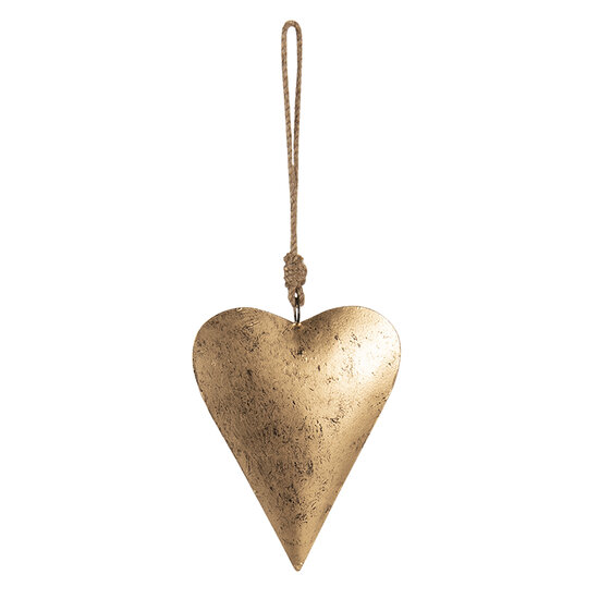 Clayre &amp; Eef | Decoratie Beeld Hart Goudkleurig 15x2x15 cm | 6Y4501