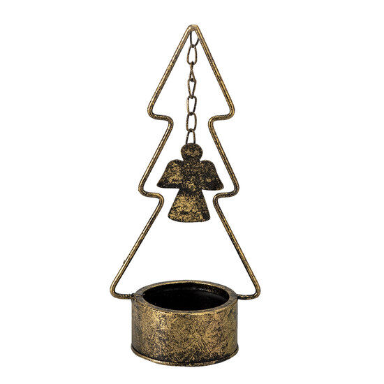 Clayre &amp; Eef | Kandelaar Kerstboom Koperkleurig 10x8x24 cm | 6Y4512