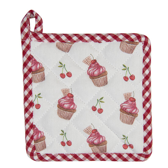 Clayre &amp; Eef | Kind Pannenlap Rood, Roze 16x16 cm | CUP45K