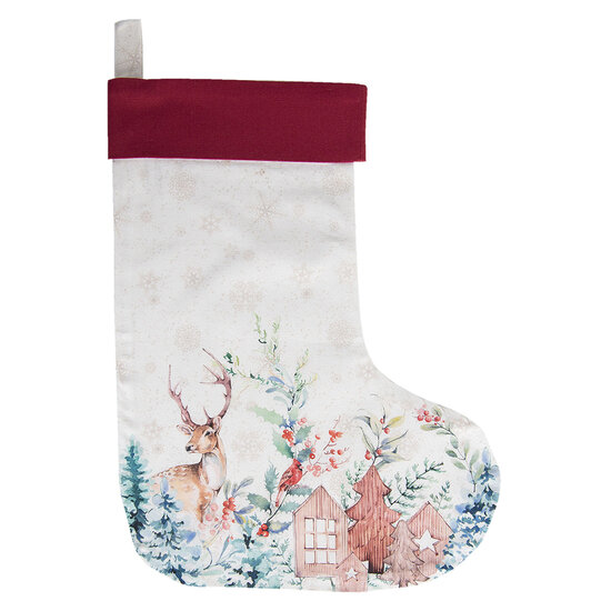 Clayre &amp; Eef | Kerstsok Decoratie, Wit, Meerkleurig 30x1x40 cm | DCH203