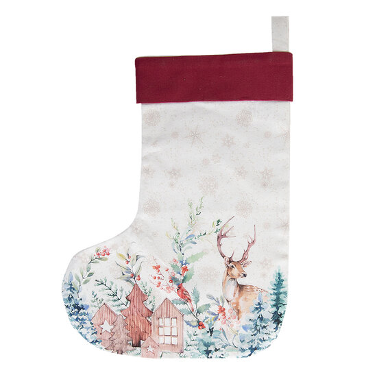 Clayre &amp; Eef | Kerstsok Decoratie, Wit, Meerkleurig 30x1x40 cm | DCH203