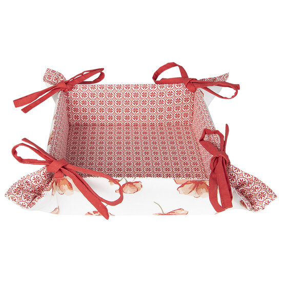 Clayre & Eef | Broodmand Rood, Grijs, Wit 35x35x8 cm | POF47