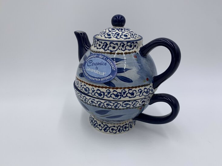 Lavandoux | Tea for One Wit, Blauw &Oslash; 13 x H19 cm  / 500 ml | Serie World Blue | LVDTEFO