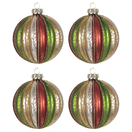Clayre &amp; Eef | Kerstballen set van 4 Meerkleurig &oslash; 8x8 cm | 6GL2737