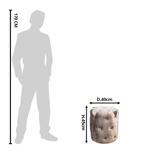 Clayre &amp; Eef | Poef Beige &oslash; 40*45 cm | 64963BE