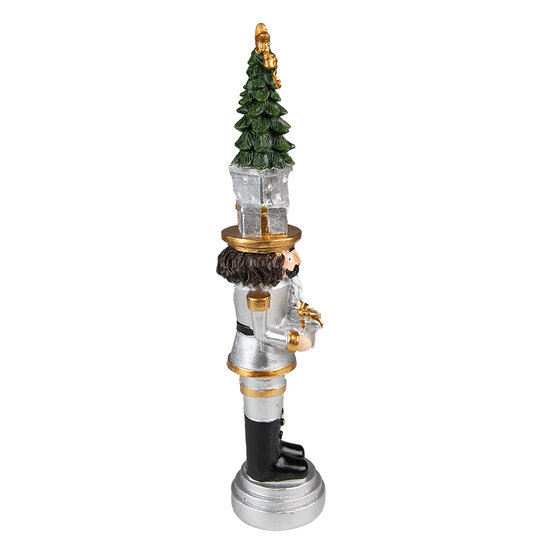Clayre &amp; Eef | Kerstdecoratie Notenkraker Zilverkleurig 5x5x25 cm | 6PR3706