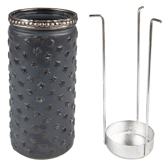 Clayre &amp; Eef | Glazen Theelichthouder Grijs &oslash; 6*13 cm | 6GL3968