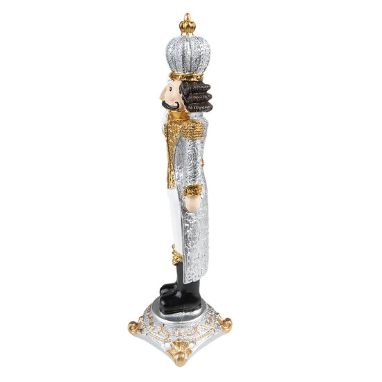 Clayre &amp; Eef | Kerstdecoratie Notenkraker Zilverkleurig 8x8x24 cm | 6PR3713