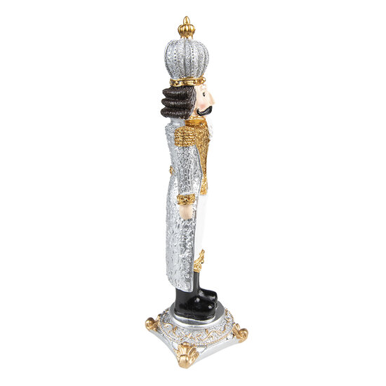 Clayre &amp; Eef | Kerstdecoratie Notenkraker Zilverkleurig 8x8x24 cm | 6PR3713