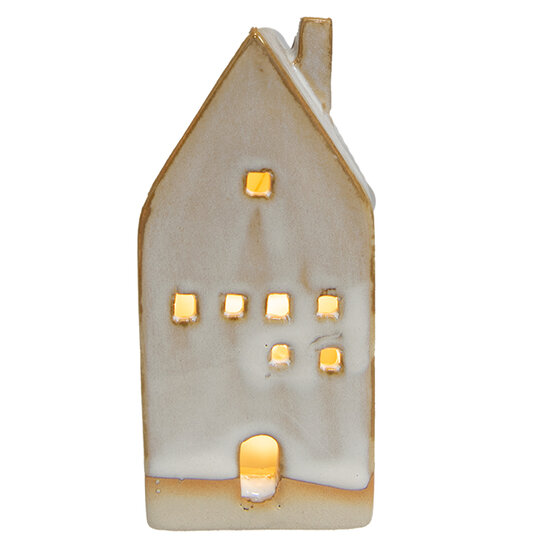 Clayre &amp; Eef | Decoratie Huisje met LED Beige 5x5x12 cm | 6CE1506