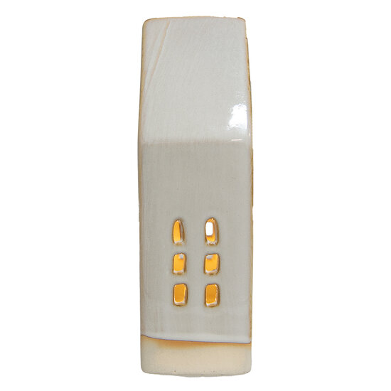 Clayre & Eef | Decoratie Huisje met LED Beige 8x5x18 cm | 6CE1504