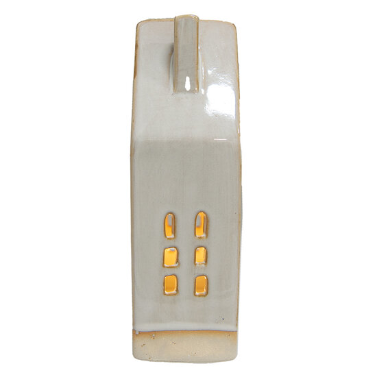 Clayre & Eef | Decoratie Huisje met LED Beige 8x5x18 cm | 6CE1504