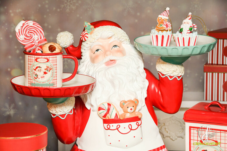 Taarthouder 2 taarten kerstman rood wit 55 x 44 x 33 cm | Dekoratief | A215165