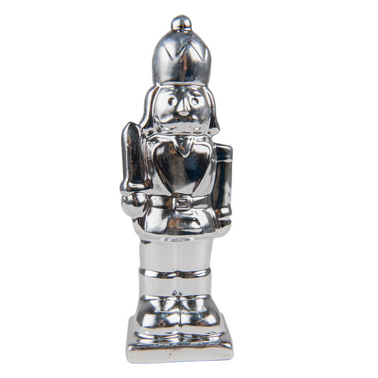 Clayre &amp; Eef | Kerstdecoratie Beeld Notenkraker Zilverkleurig 6x6x20 cm | 6CE1491ZI
