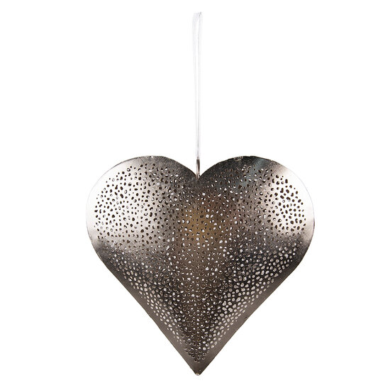 Clayre &amp; Eef | Decoratie hanger hart Zilverkleurig 20x4x20 cm | 6Y5390L