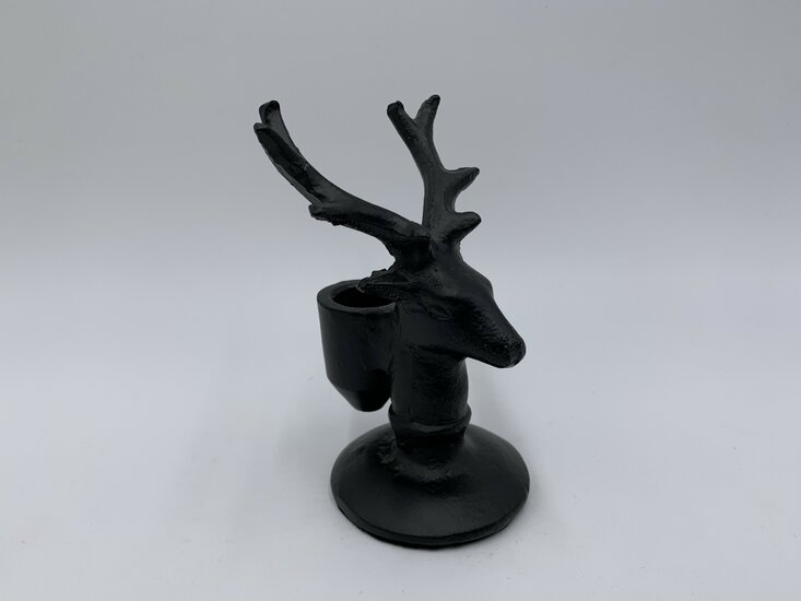 Kandelaar hert zwart ijzer 12,5 x 8 cm kaarsenhouden | 121525 | Home Sweet Home | Stoer &amp; Sober Woonstijl