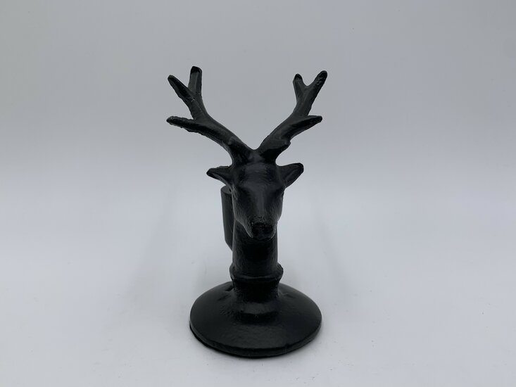 Kandelaar hert zwart ijzer 12,5 x 8 cm kaarsenhouden | 121525 | Home Sweet Home | Stoer &amp; Sober Woonstijl