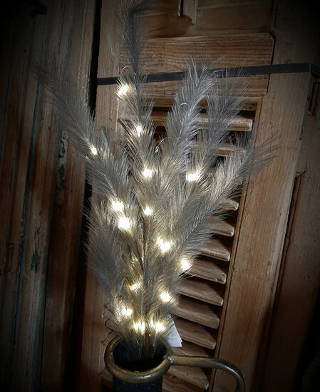 Set van 2 sfeervolle decoratie pluimen / takken grijs met led verlichting 85 cm 2 x aa | 793775 | Stoer &amp; Sober Woonstijl