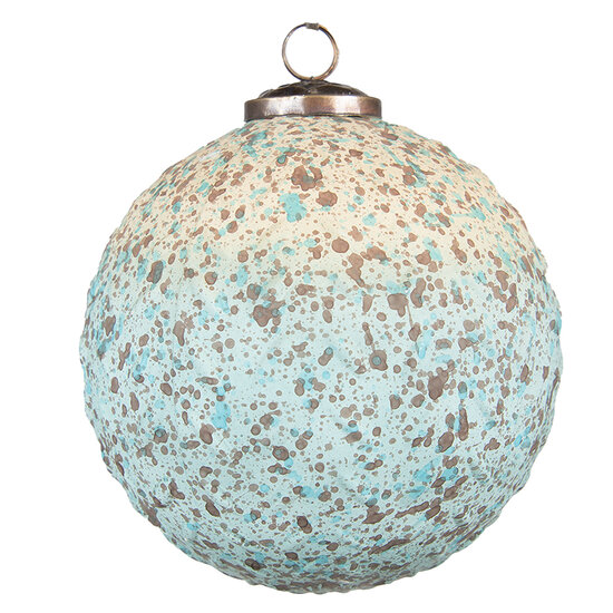 Clayre &amp; Eef | Kerstbal XL Bruin, Turquoise &oslash; 15x15 cm | 6GL3721