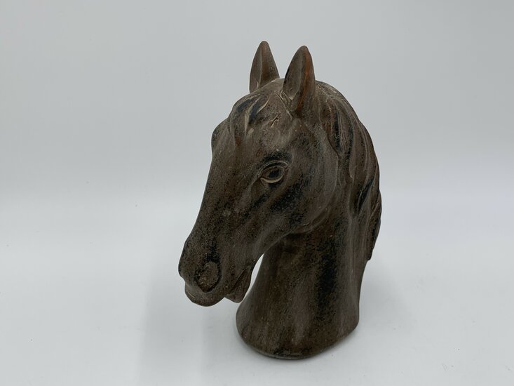 Beeld ornament paard klein bruin keramiek 19 x 14 cm  paardenhoofd | 774990 | Stoer &amp; Sober Woonstijl