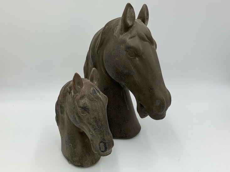 Beeld ornament paard groot bruin keramiek 29 x 24 cm  paardenhoofd | 774992 | Stoer &amp; Sober Woonstijl