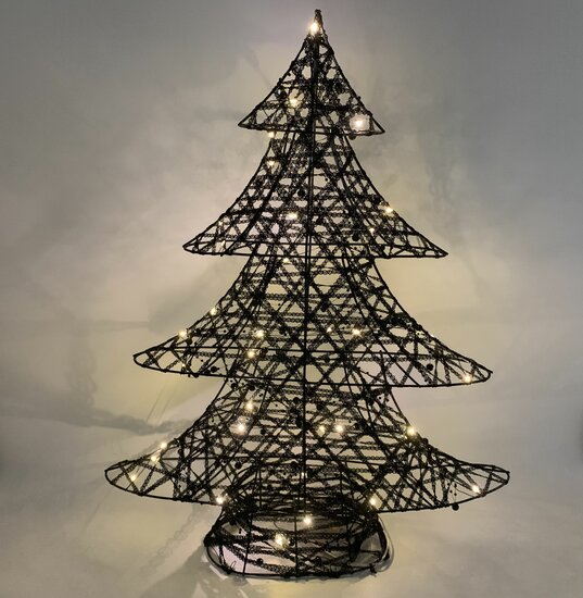 Kerstboom zwart decoratie met ledverlichting &amp; timer zwarte balletjes ijzer 3x aa 60 cm x  | 790815 | Home Sweet Home