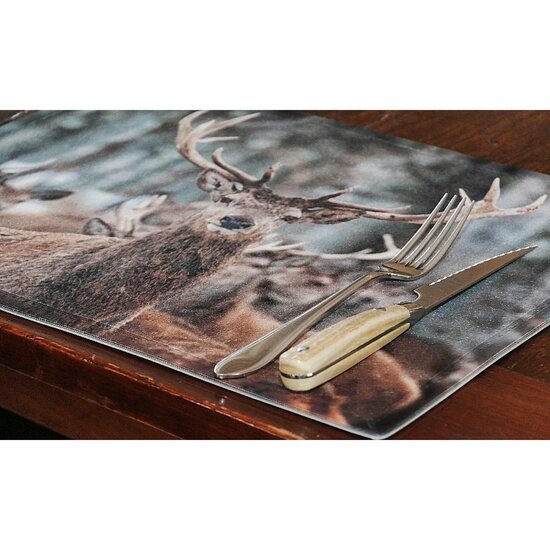 Placemat winter hert set van 4 MDF kurk 40 x 30,5 cm | SCPMWH | Mars &amp; More | Stoer &amp; Sober Landelijke Woonstijl