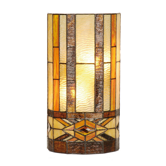 Clayre &amp; Eef | Wandlamp Tiffany Beige, Bruin 20x11x36 cm E14/max 2x40W | 5LL-9286