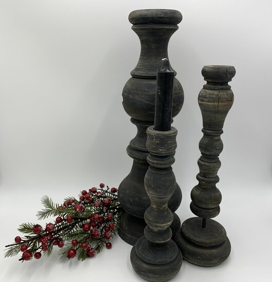 Kandelaar hout vintage grijs bruin 50x16 cm dinerkaars kaarsenhouder | 11350GR | Home Sweet Home | Stoer &amp; Sober Woonstijl