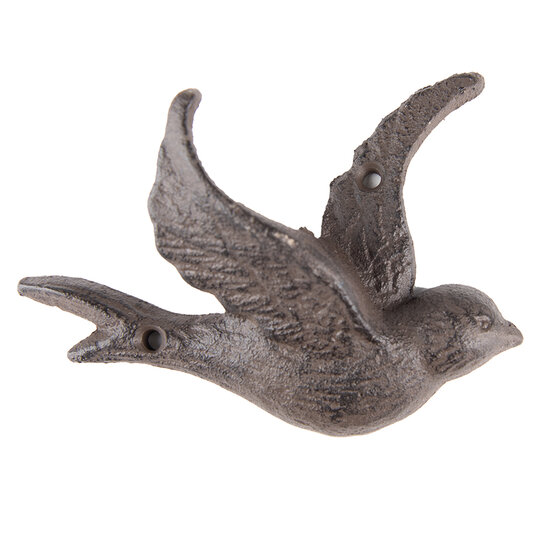 Clayre &amp; Eef | Wandhaak Vogel Bruin 14x4x10 cm | 6Y5313