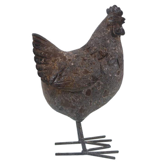 Clayre & Eef | Decoratie Beeld Kip Grijs 13x9x20 cm | 6PR2611