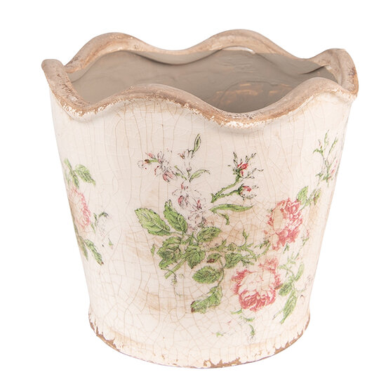 Clayre &amp; Eef | Bloempot Binnen Roze, Beige &oslash; 16x14 cm | 6CE1537M