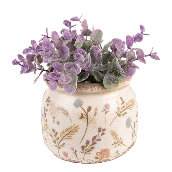 Clayre &amp; Eef | Bloempot Binnen Roze, Beige &oslash; 12x9 cm | 6CE1551S