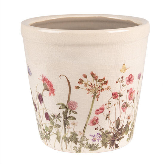 Clayre &amp; Eef | Bloempot Binnen Roze, Beige &oslash; 14x13 cm | 6CE1555M