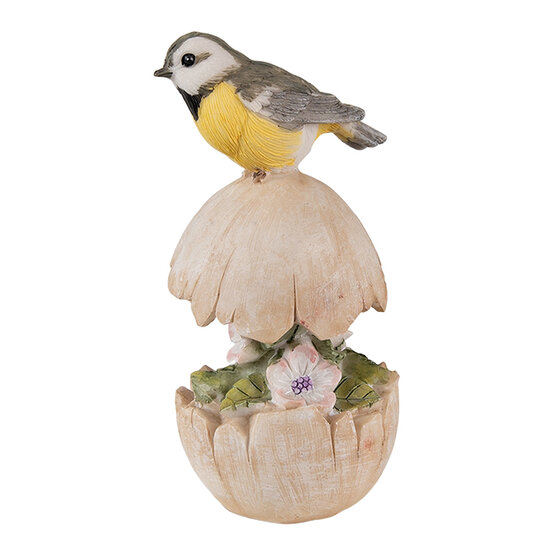 Clayre &amp; Eef | Decoratie beeld Vogel Beige Grijs 6x6x14 cm | 6PR3823