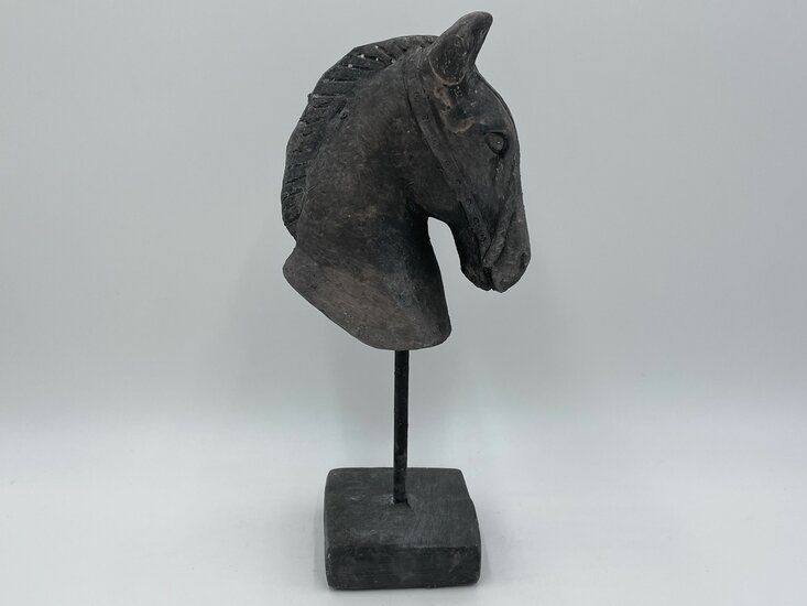 Decoratiebeeld Paard op voet vintage bruin steen maat S H 25,5 x B 12 CM | 789910 | Home Sweet Home | Stoer &amp; Sober Woonstijl
