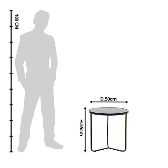 Clayre &amp; Eef | Bijzettafel Zwart &oslash; 50x55 cm | 50529S