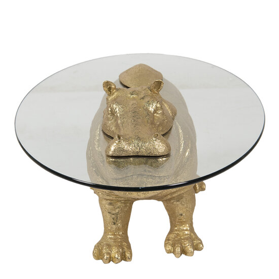 Clayre & Eef | Bijzettafel Nijlpaard Goudkleurig 80x50x37 cm | 50647