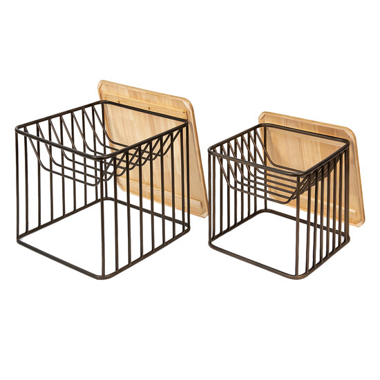 Clayre & Eef | Bijzettafel Set van 2 Bruin 53x53x44 / 42x42x38 cm | 50674
