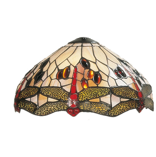 Clayre & Eef | Lampenkap Tiffany Beige, Rood ø 30x17 cm | 5LL-1100