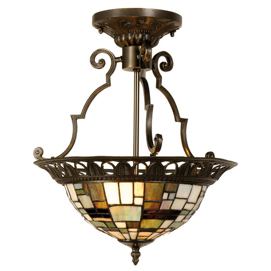 Clayre & Eef | Plafondlamp Tiffany Bruin, Beige ø 37x41 cm E14/max 2x40W | 5LL-5328