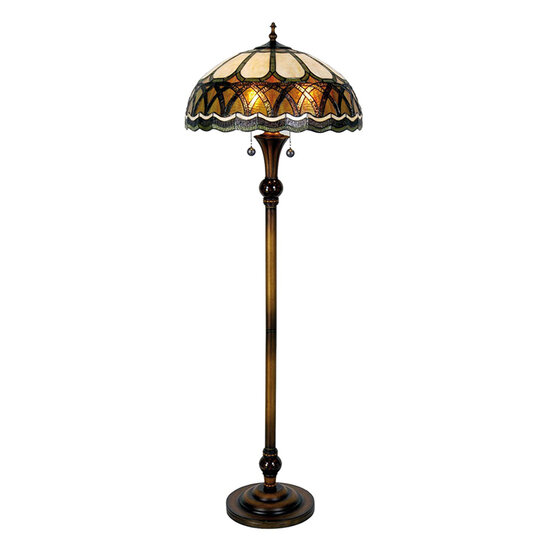 Clayre &amp; Eef | Tiffany Vloerlamp Bruin, Beige &oslash; 56x164 cm E27/max 3x60W | 5LL-5449