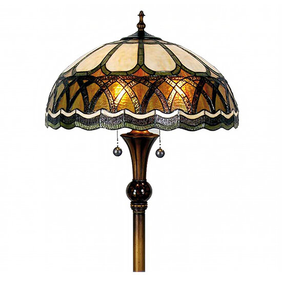 Clayre &amp; Eef | Tiffany Vloerlamp Bruin, Beige &oslash; 56x164 cm E27/max 3x60W | 5LL-5449