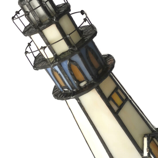 Clayre &amp; Eef | Tiffany Tafellamp Vuurtoren Meerkleurig &oslash; 12x28 cm E14/max 1x25W | 5LL-6053