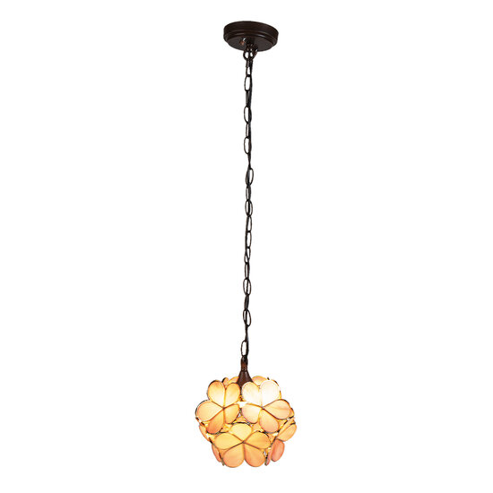 Clayre &amp; Eef | Hanglamp Tiffany Roze, Geel 21x21x17/90 cm E14/max 1x40W | 5LL-6093
