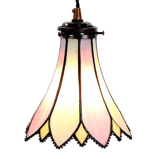 Clayre &amp; Eef | Hanglamp Tiffany Roze, Beige &oslash; 15x115 cm E14/max 1x40W | 5LL-6196