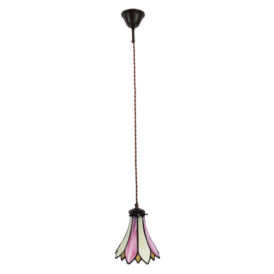 Clayre &amp; Eef | Hanglamp Tiffany Roze, Beige &oslash; 15x115 cm E14/max 1x40W | 5LL-6196