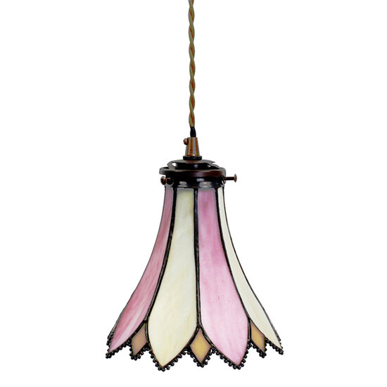 Clayre &amp; Eef | Hanglamp Tiffany Roze, Beige &oslash; 15x115 cm E14/max 1x40W | 5LL-6196