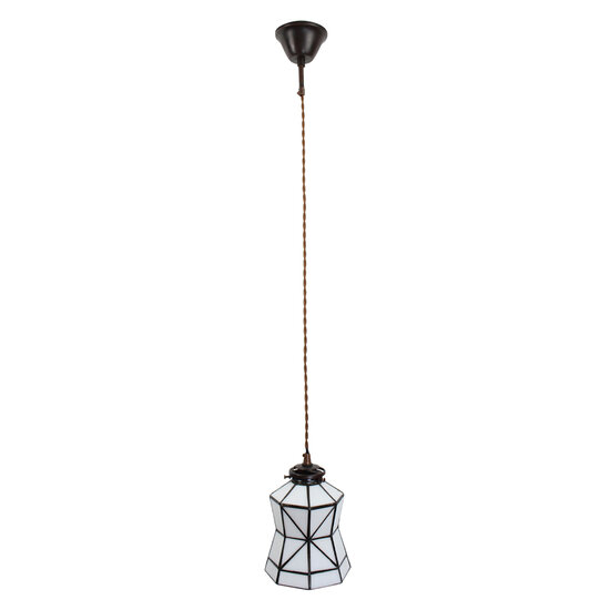 Clayre &amp; Eef | Hanglamp Tiffany Wit, Bruin &oslash; 15x115 cm E14/max 1x40W | 5LL-6200
