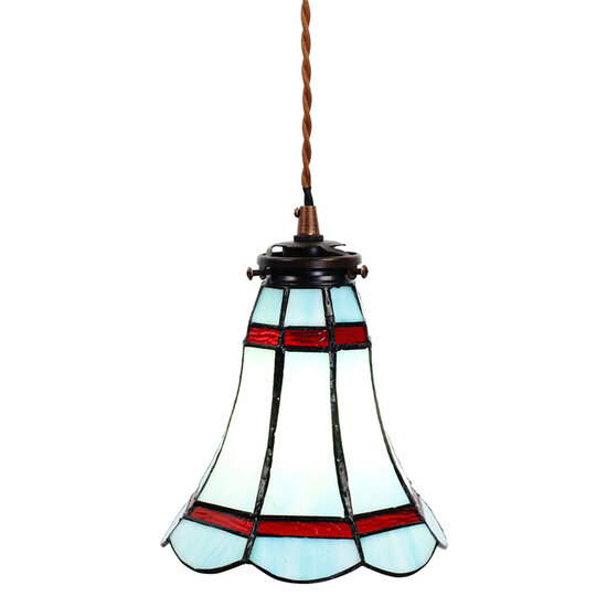 Clayre &amp; Eef | Hanglamp Tiffany Blauw, Rood &oslash; 15x115 cm E14/max 1x25W | 5LL-6202
